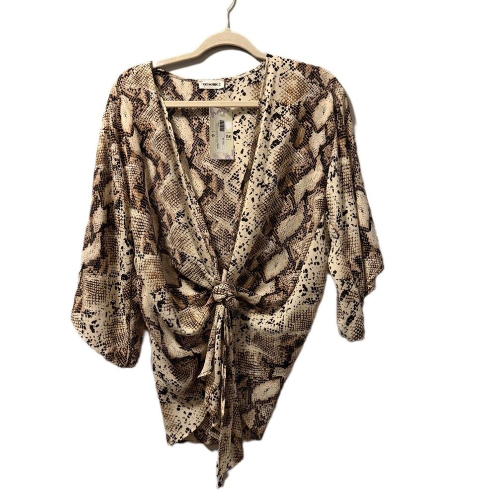 EEsome snake print top cover tie front